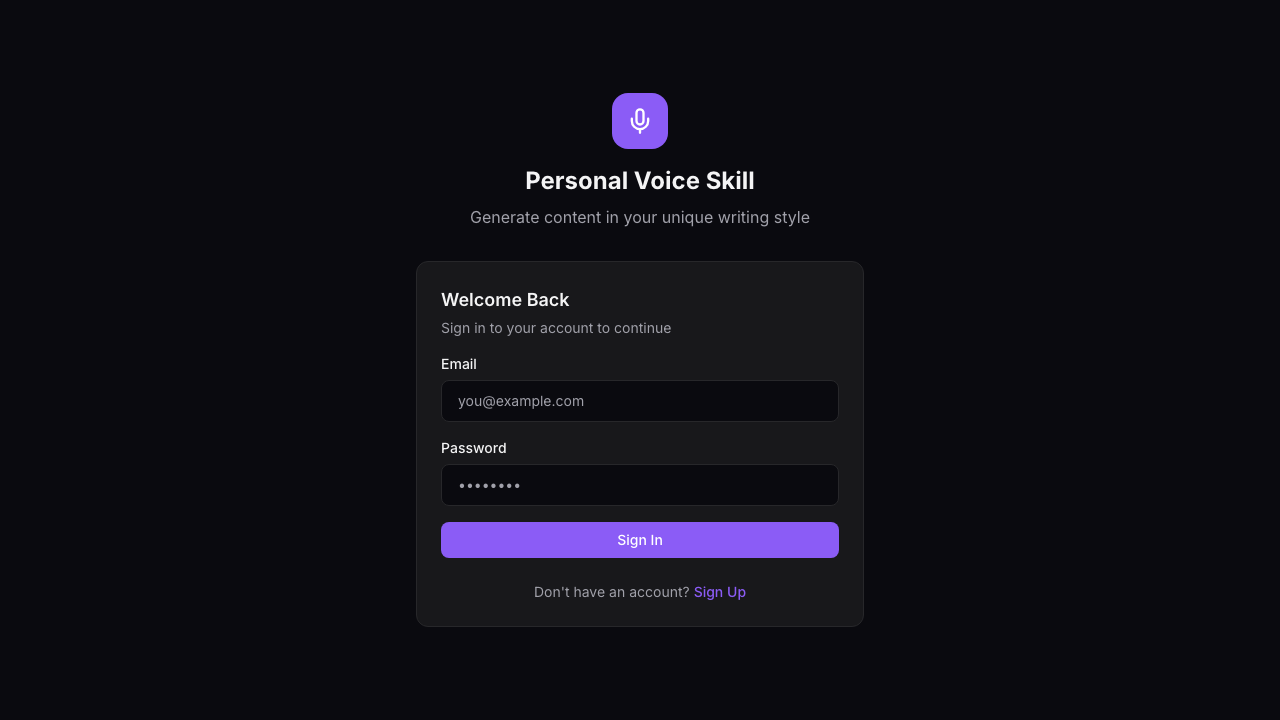 Screenshot of Sonali's Personal voice skill submission