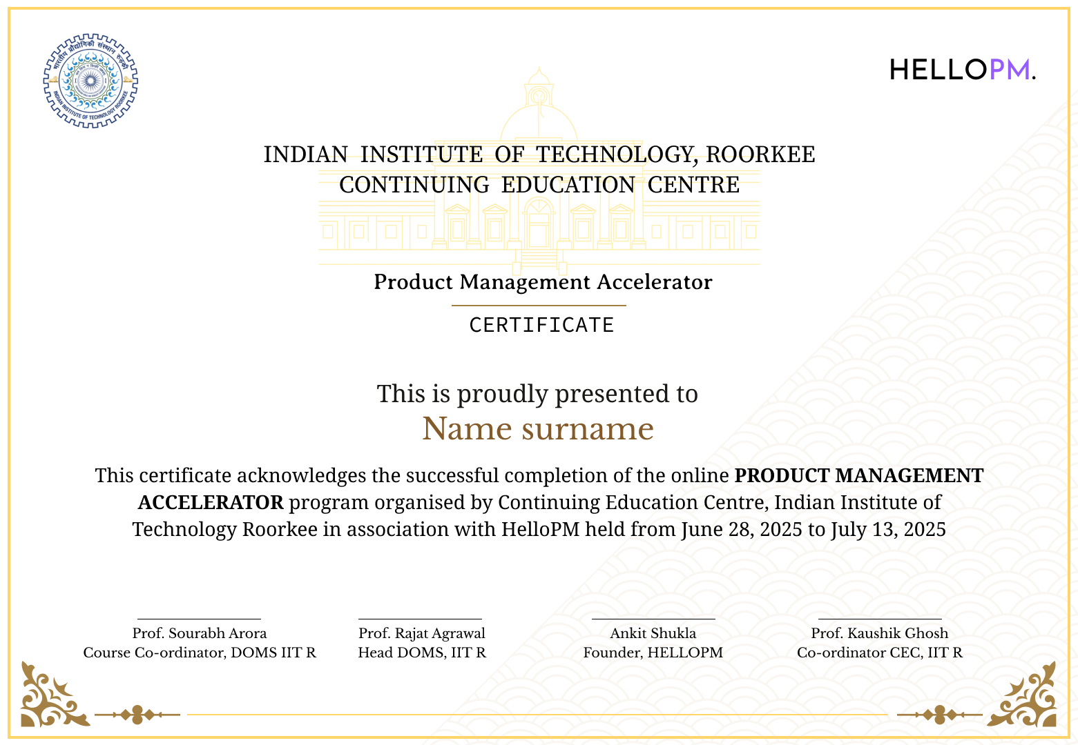 IIT Roorkee Product Management Certification